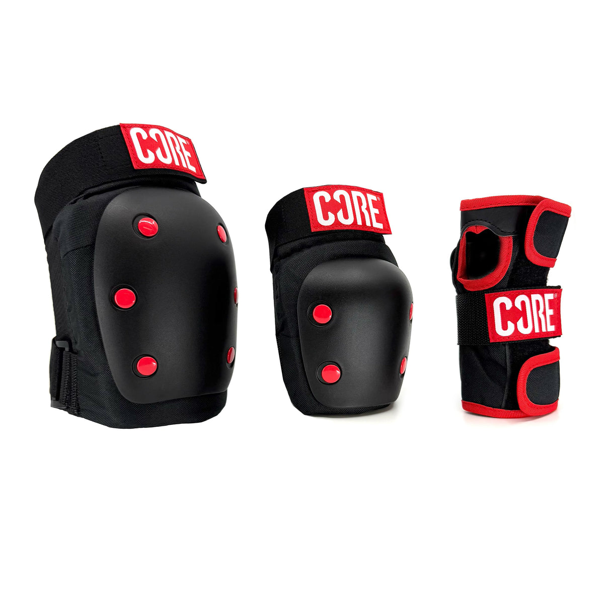 CORE Protection Skate Triple Pad Set - Red (Knee/Elbow/Wrist)