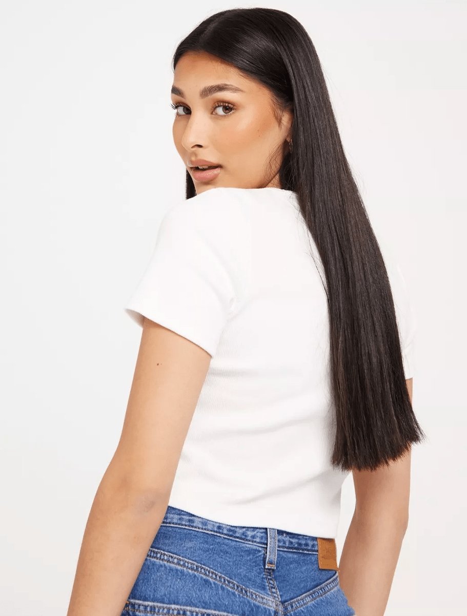 Dr. Denim Nina Rib T-Shirt | White Taupe - The Boredroom Store Dr Denim