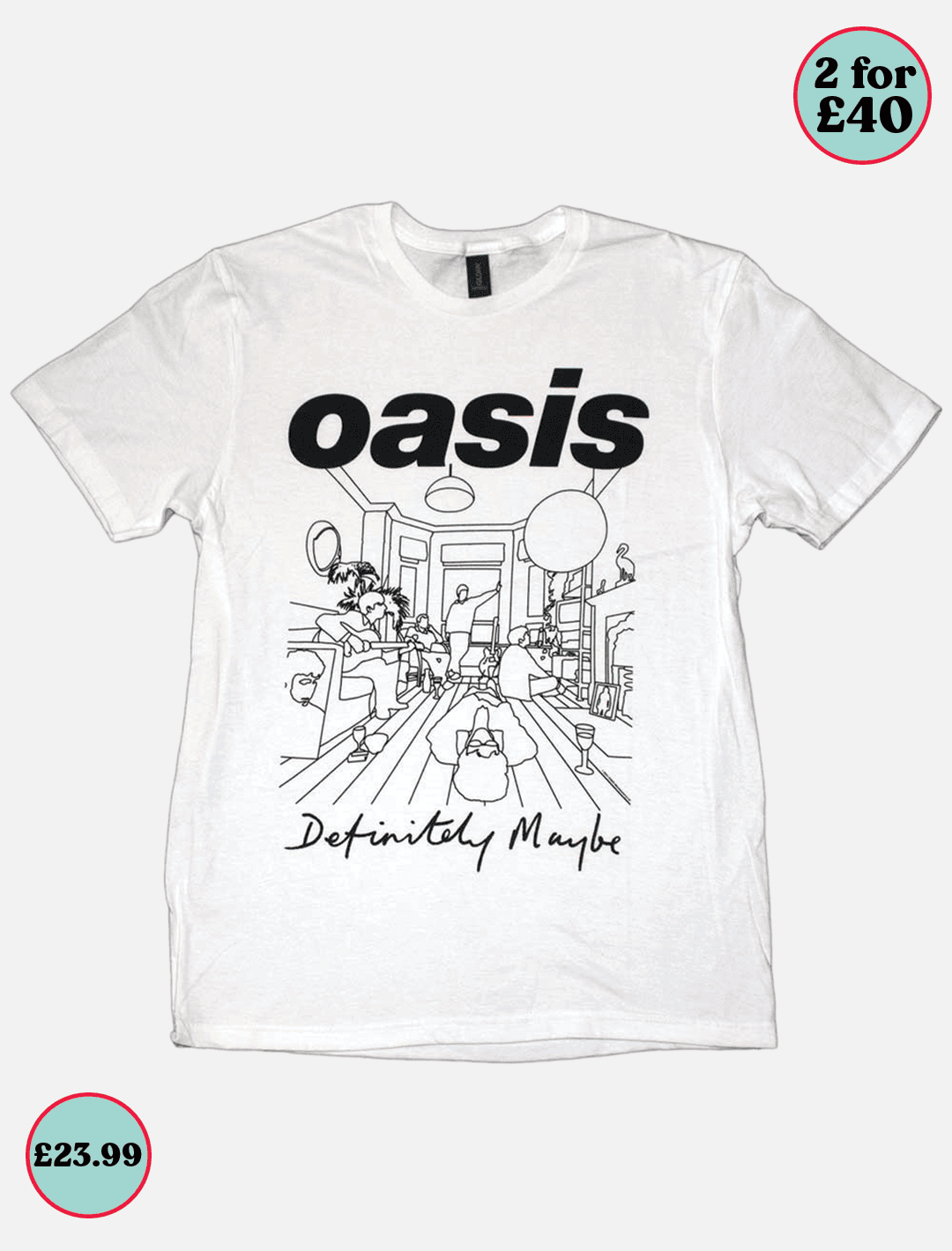 Oasis Definitely Maybe Line Drawing l White