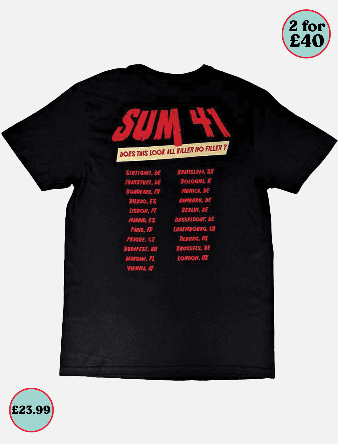 Sum 41 Does this look like all killer no Filler Skeleton European Tour l Black