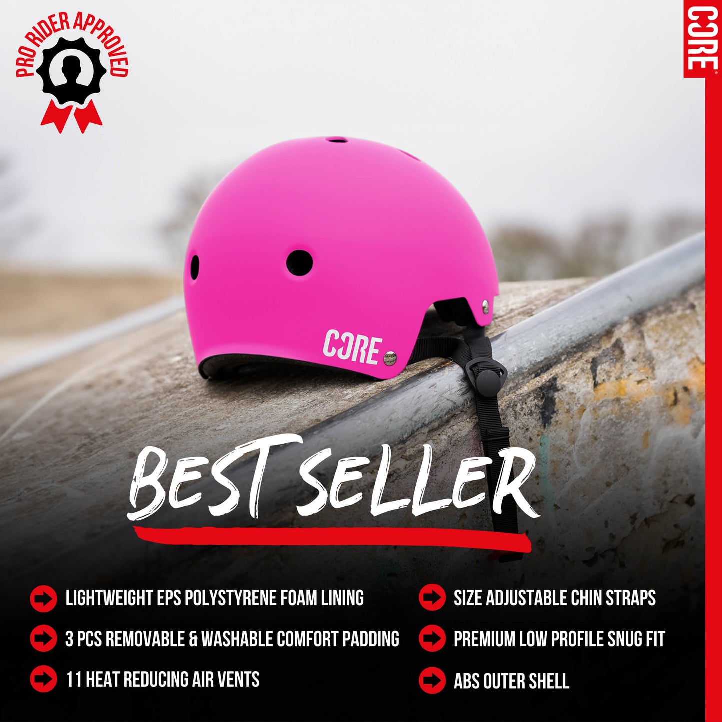 CORE Action Sports Helmet - Pink S/M