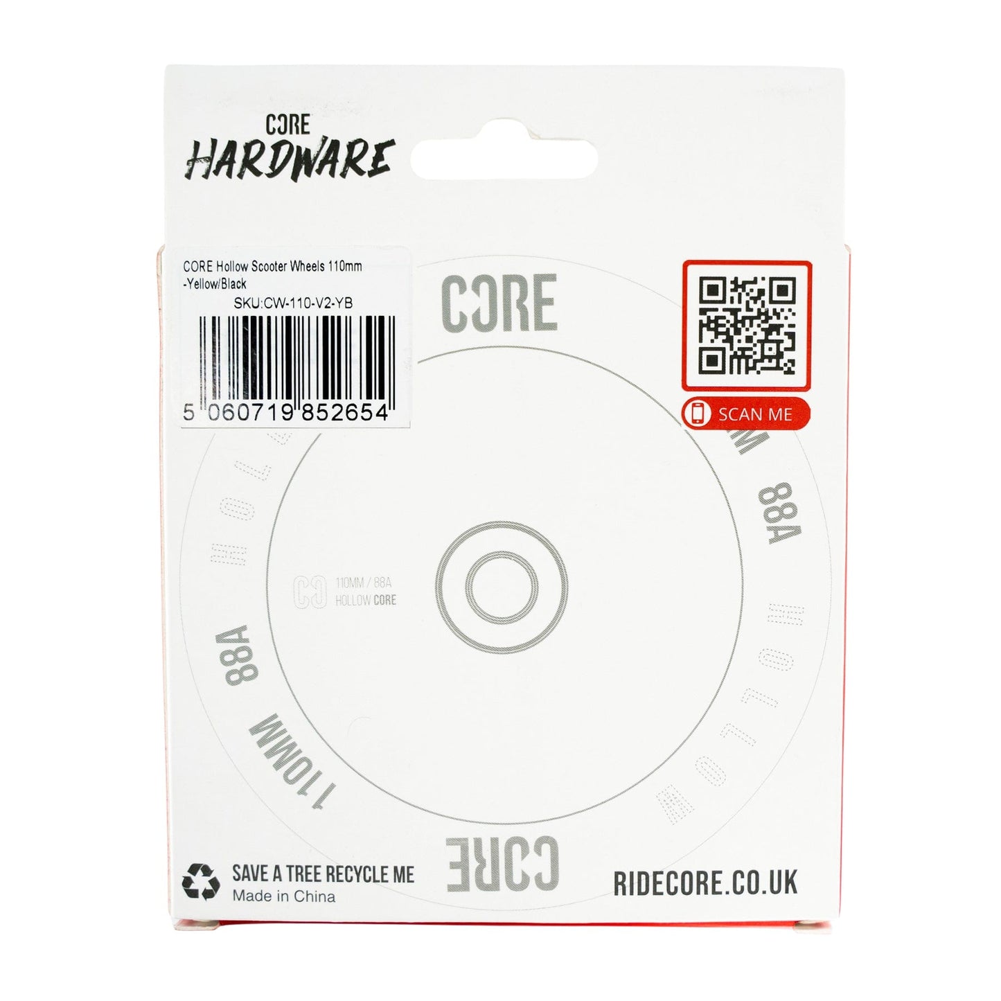 CORE Hollow Stunt Scooter Wheel Repeat 110mm - Clear/Black