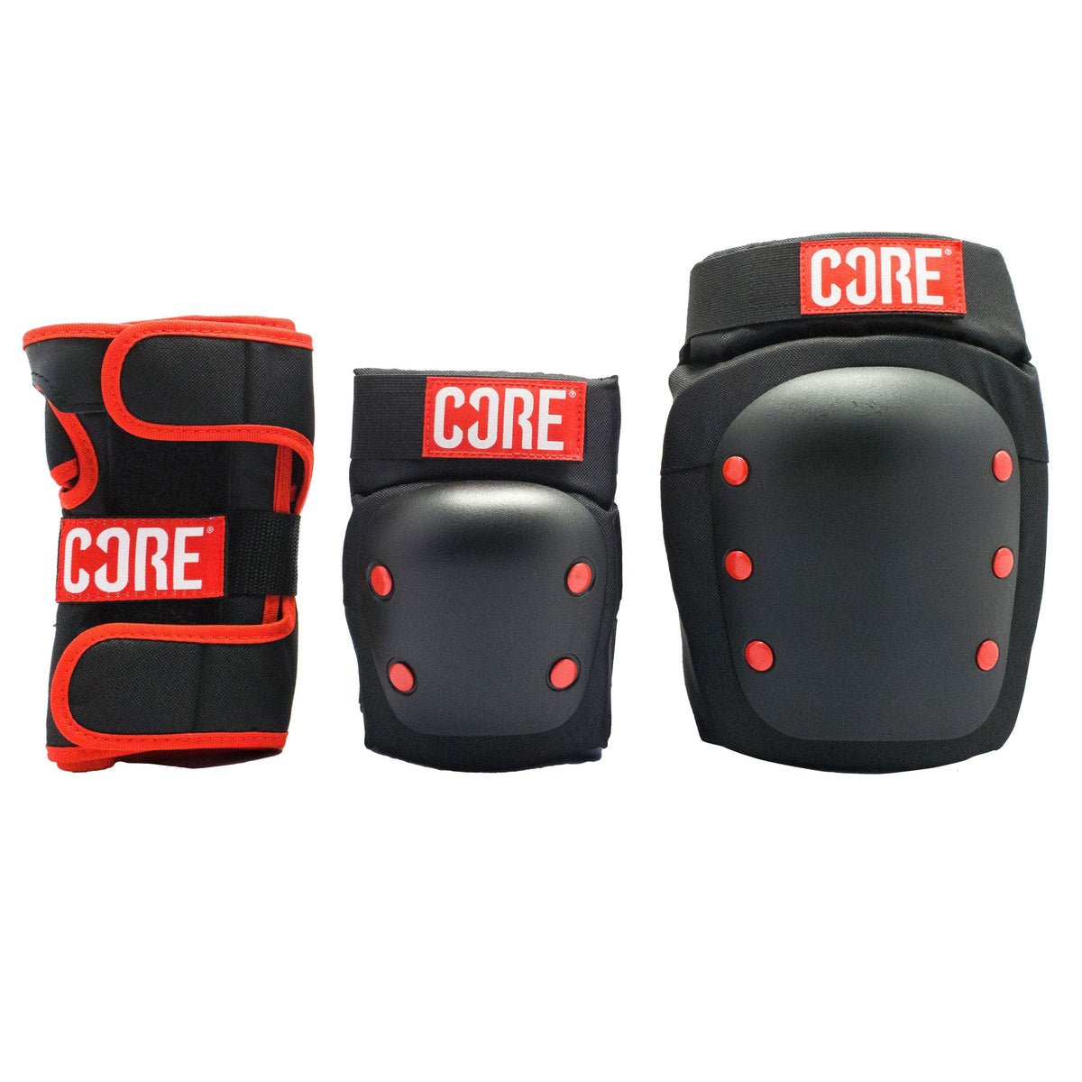 CORE Protection Skate Triple Pad Set - Red (Knee/Elbow/Wrist)