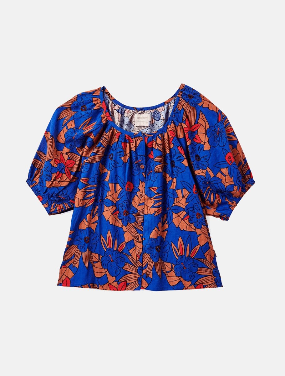 BRIXTON Womens Mercado Linen Top | Terracotta - The Boredroom Store Brixton