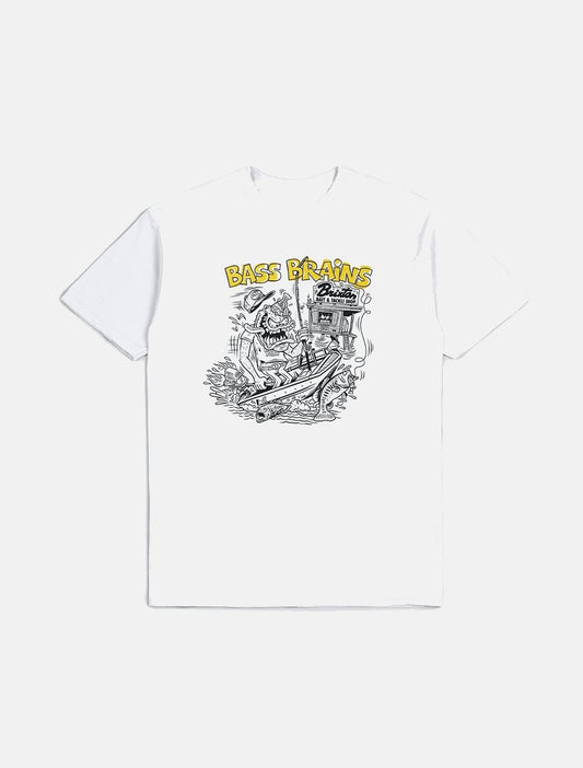 BRIXTON x Bass Brains Monster Tee | White - The Boredroom Store Brixton