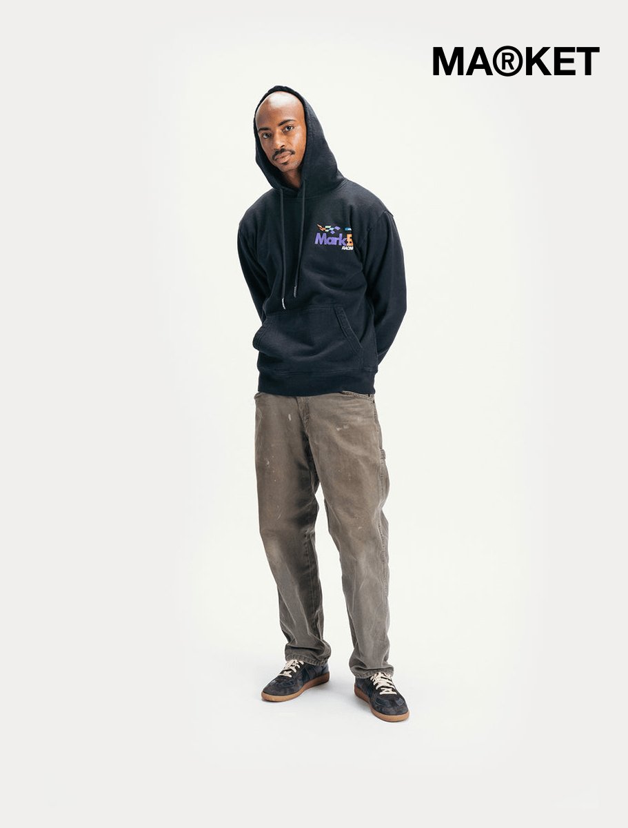 MARKET Express Racing Pullover Hoodie | Washed Black - The Boredroom Store Market