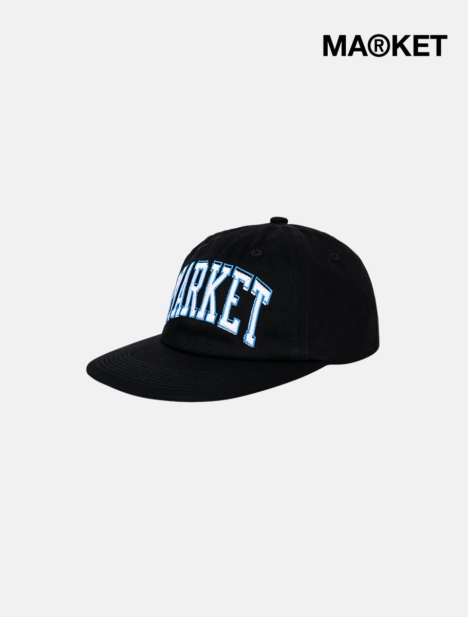 MARKET Offset Arch 6 Panel Cap | Black - The Boredroom Store Market