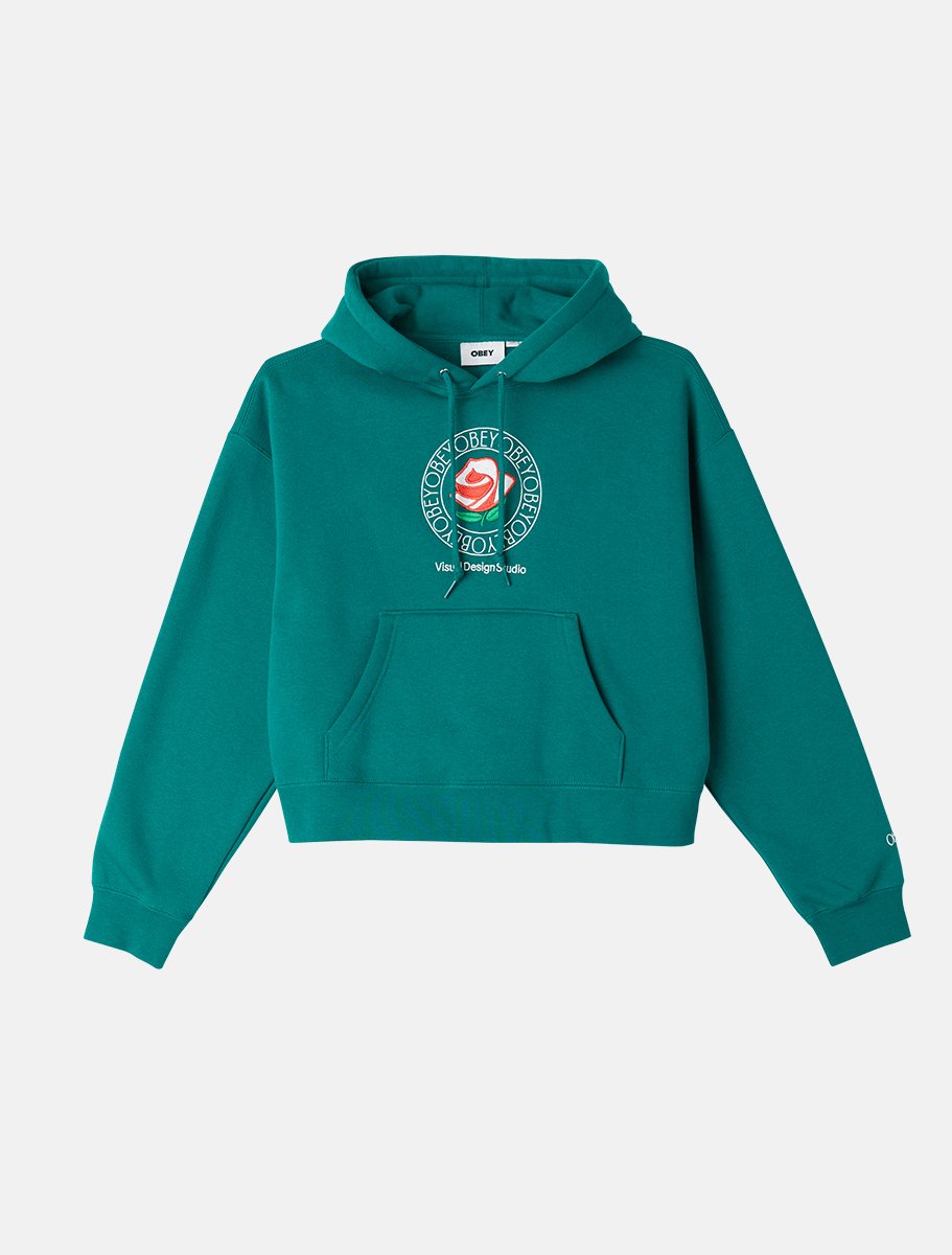 OBEY Womens Rose Hood | Aventurine Green - The Boredroom Store Obey