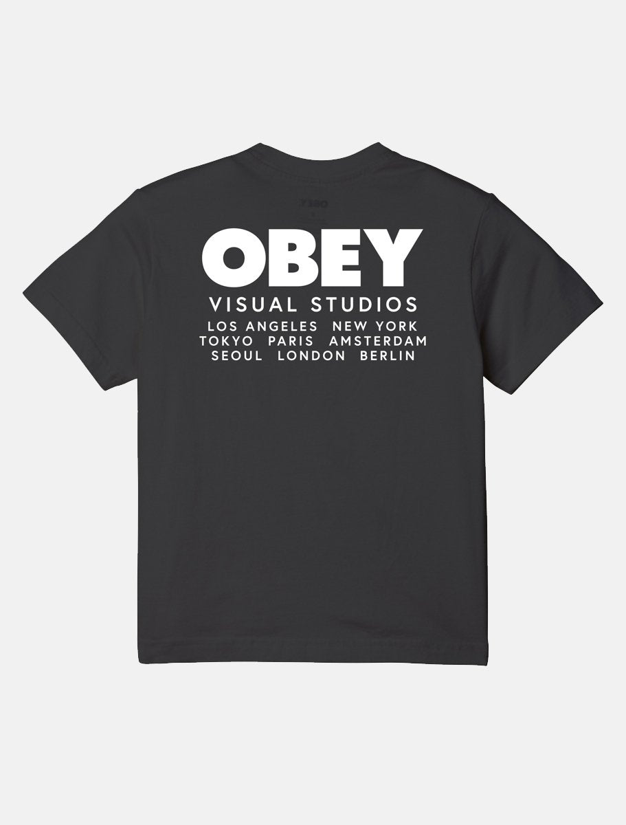 OBEY Womens Visual Studios Tee | Digital Black - The Boredroom Store Obey