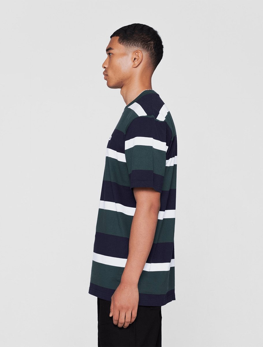 PARLEZ Bank Striped T-Shirt | Dark Green - The Boredroom Store Parlez