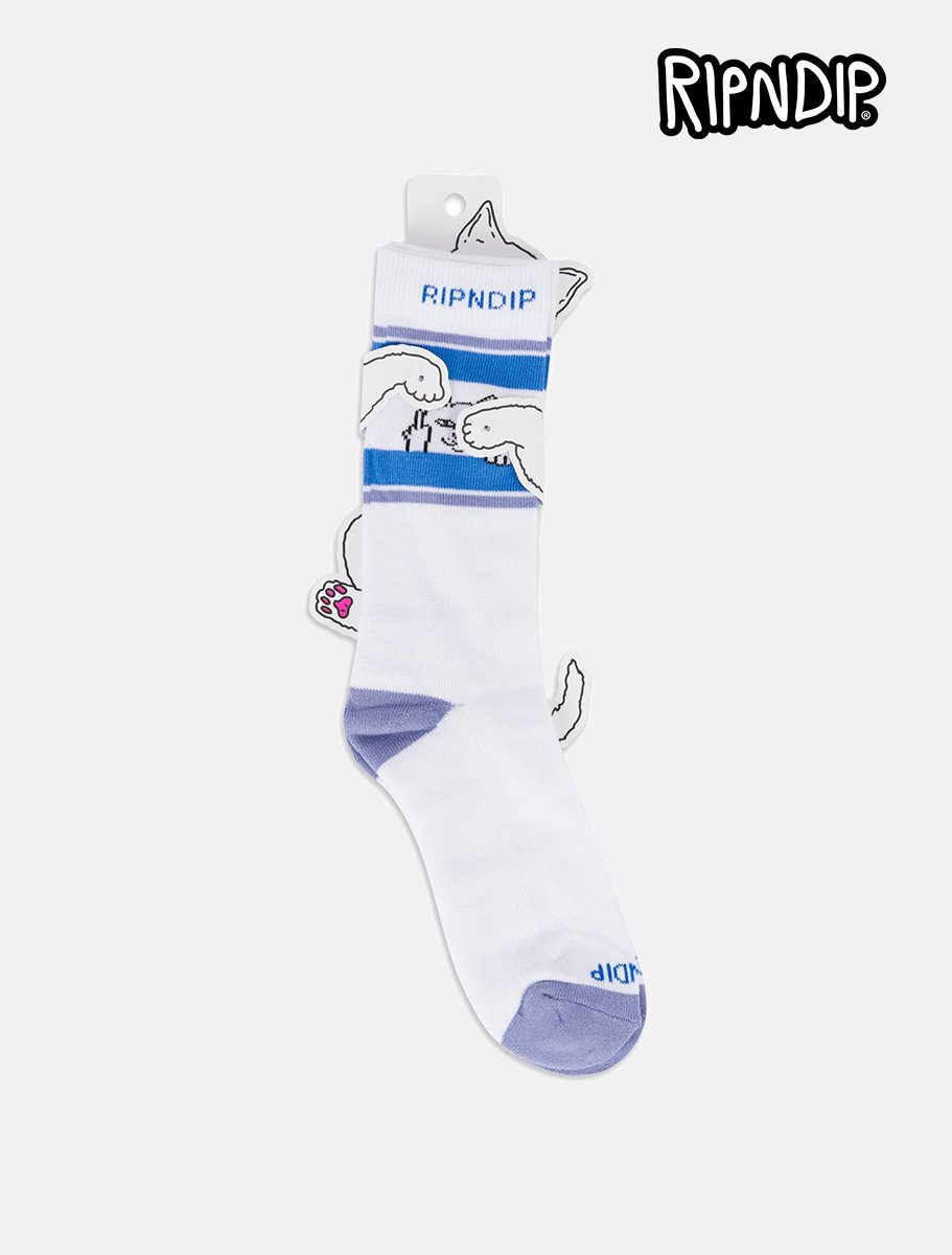 RIPNDIP Peeking Nerm Socks | White and Lilac - The Boredroom Store RIPNDIP