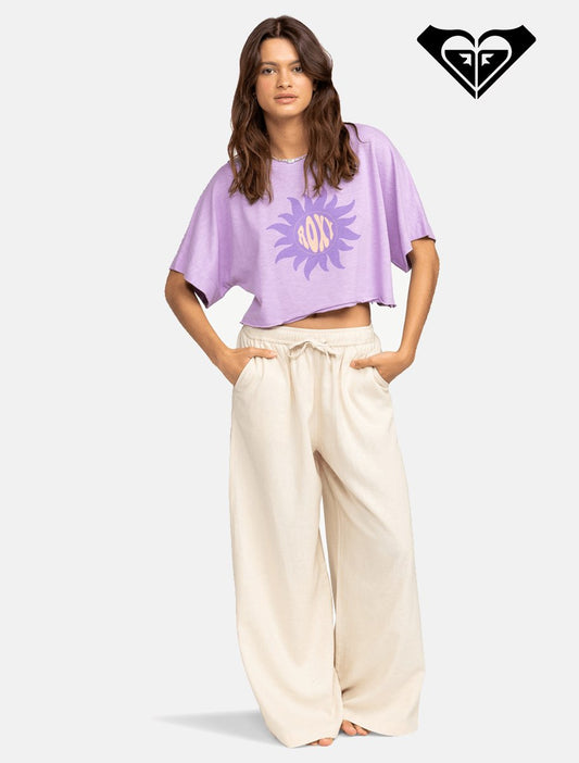 ROXY Tiki & Surf Oversized Cropped T-Shirt | Crocus Petal - The Boredroom Store Billabong