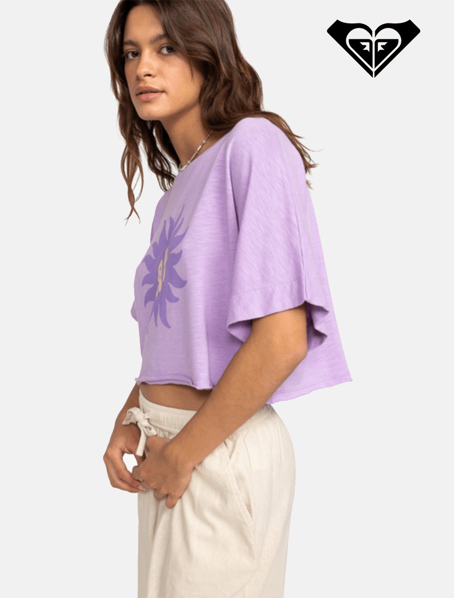ROXY Tiki & Surf Oversized Cropped T-Shirt | Crocus Petal - The Boredroom Store Billabong